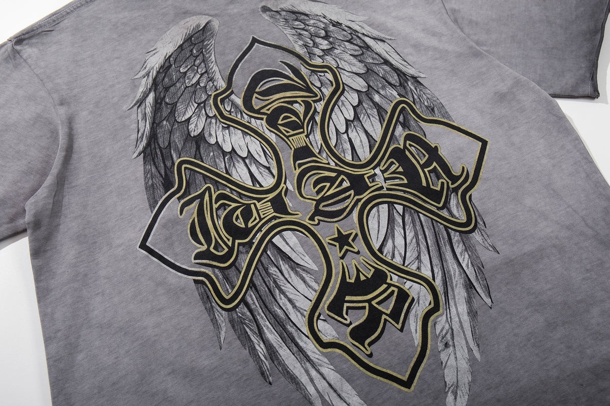 MAJESTIK Winged Cross Graphic T-Shirt — detail