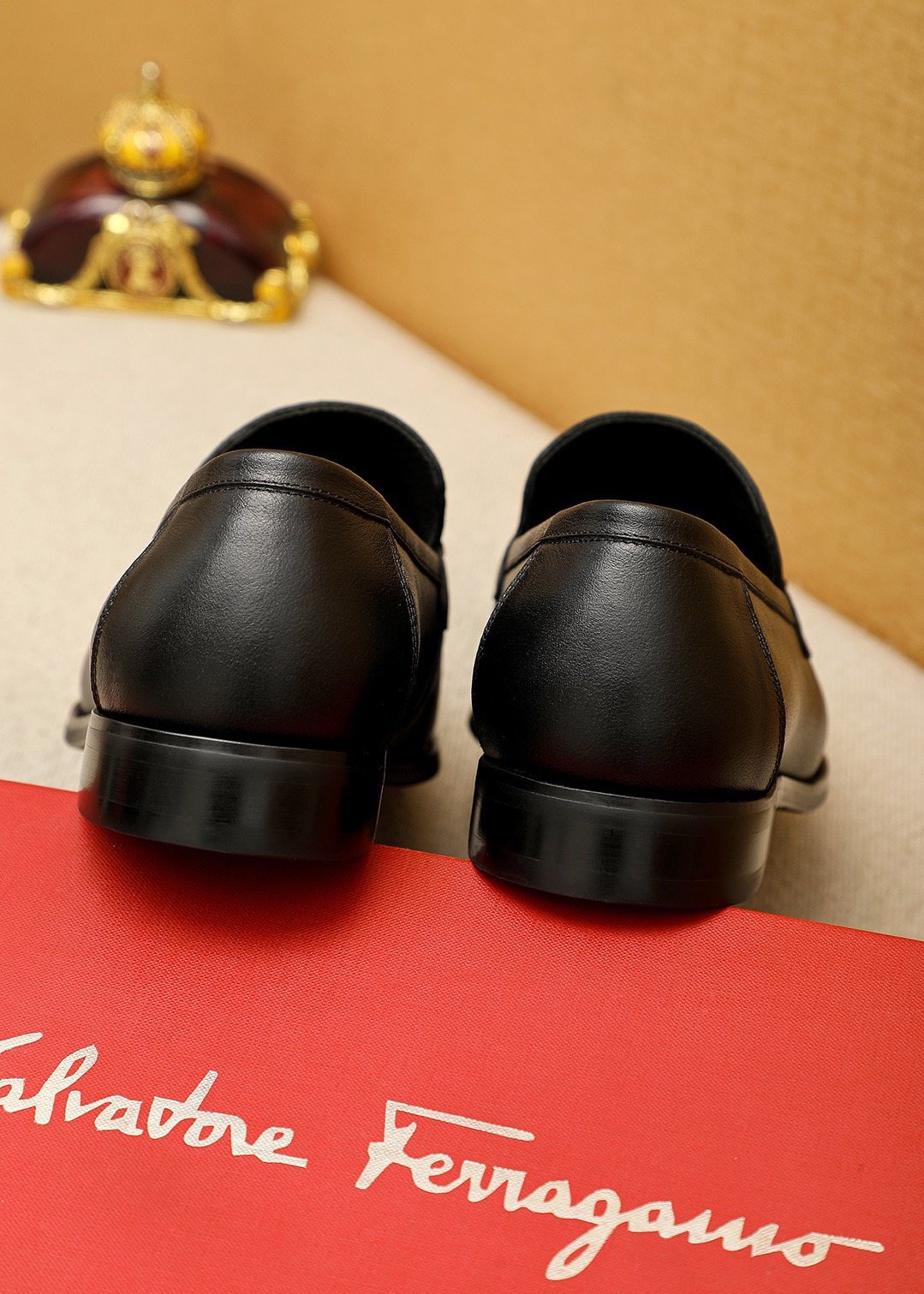 Ferragamo Black Textured Loafers — detail