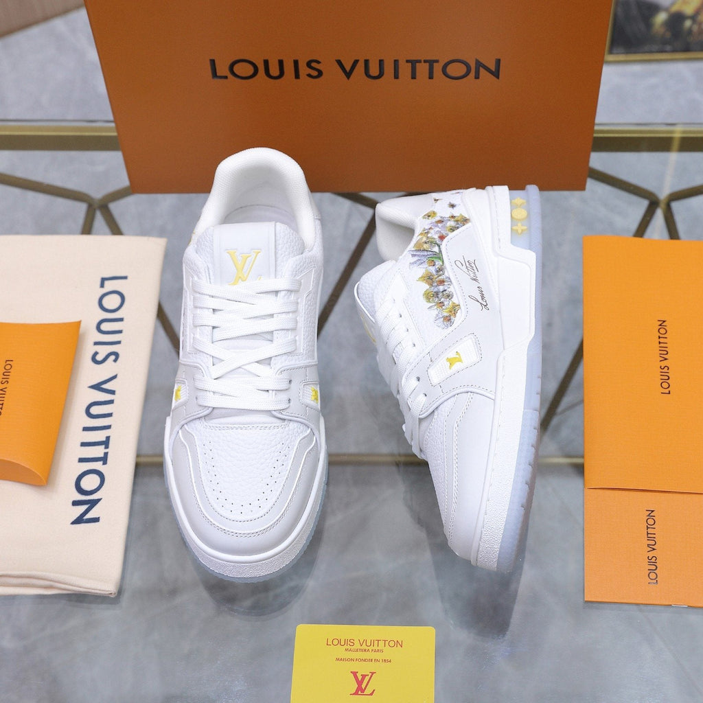 Louis Vuitton Embroidered White Low-Top Sneakers — front