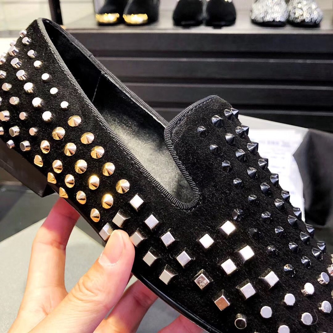 Giuseppe Zanotti Black Studded Slip-On Shoes — detail