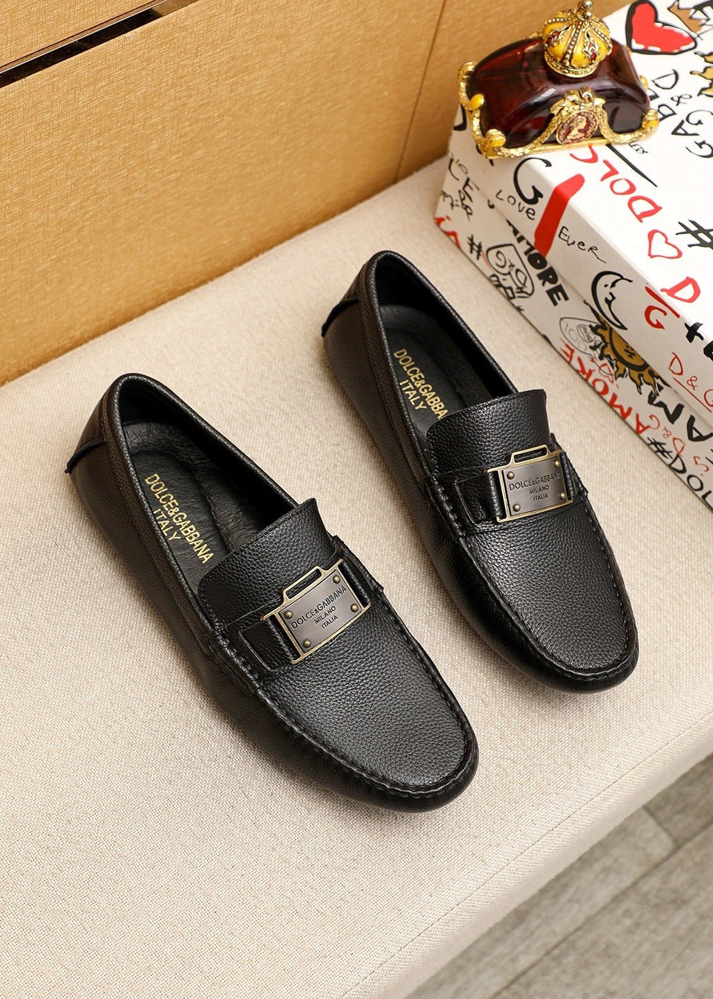 Dolce & Gabbana Black Buckle Loafers — hero