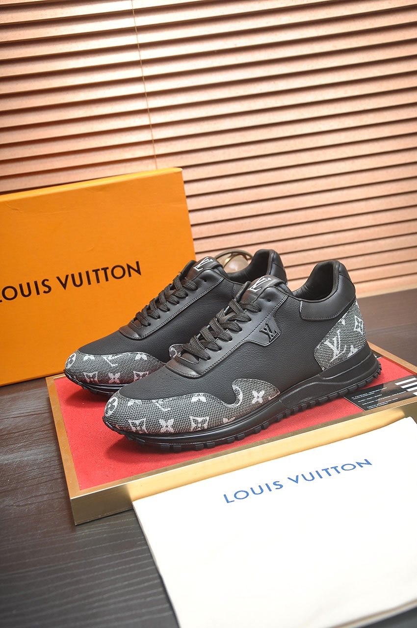 Louis Vuitton Black and Gray Low-Top Sneakers — front