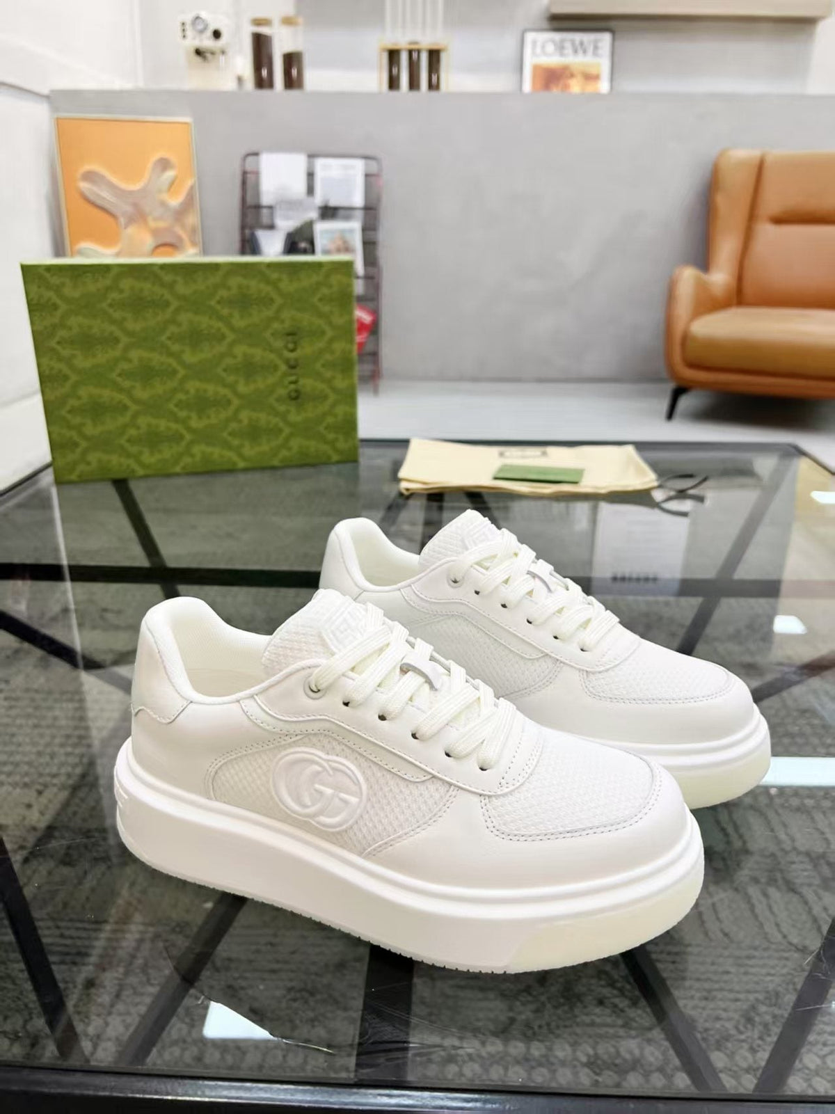 Gucci White Low-Top Sneakers — front