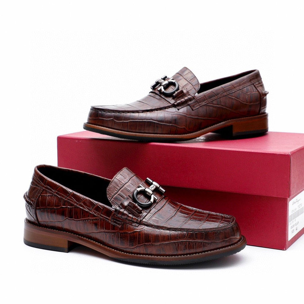 Salvatore Ferragamo Dark Brown Bit Loafers — front