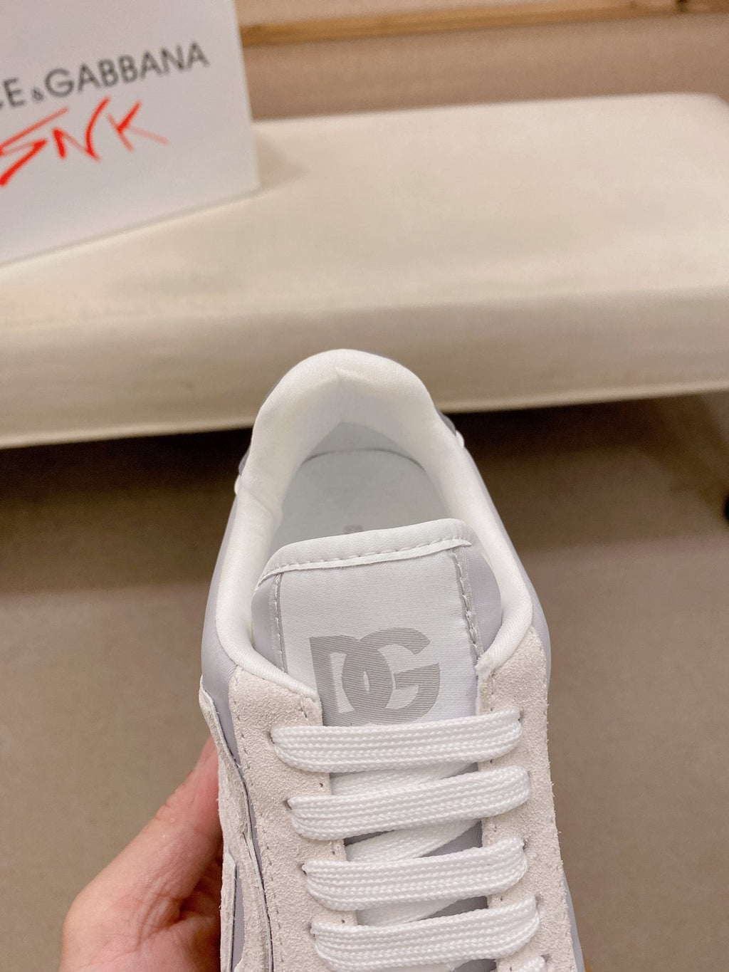 Dolce & Gabbana White & Gray Gum Sole Sneakers — detail