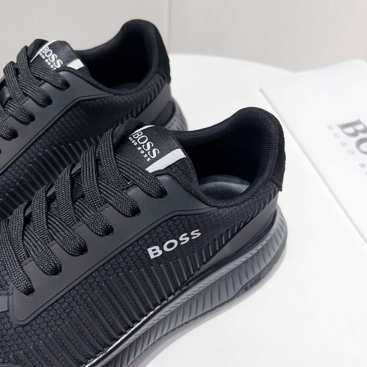 Hugo Boss Black Knit Sneakers — detail