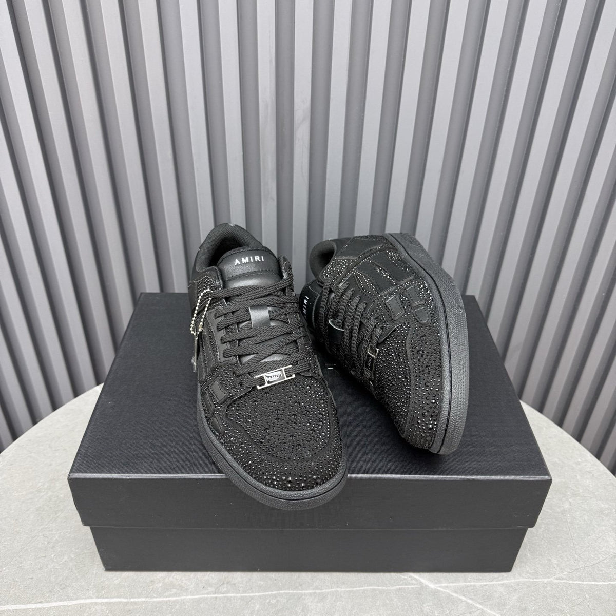 AMIRI Black Embellished Low-Top Sneakers — front