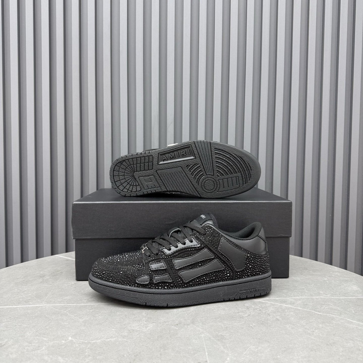 AMIRI Black Embellished Low-Top Sneakers — side