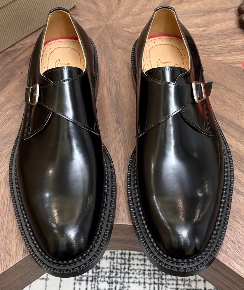 Black Buckle Dress Shoes — front