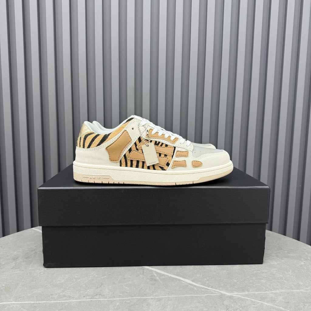 AMIRI Tan Patterned Panel Sneakers — side