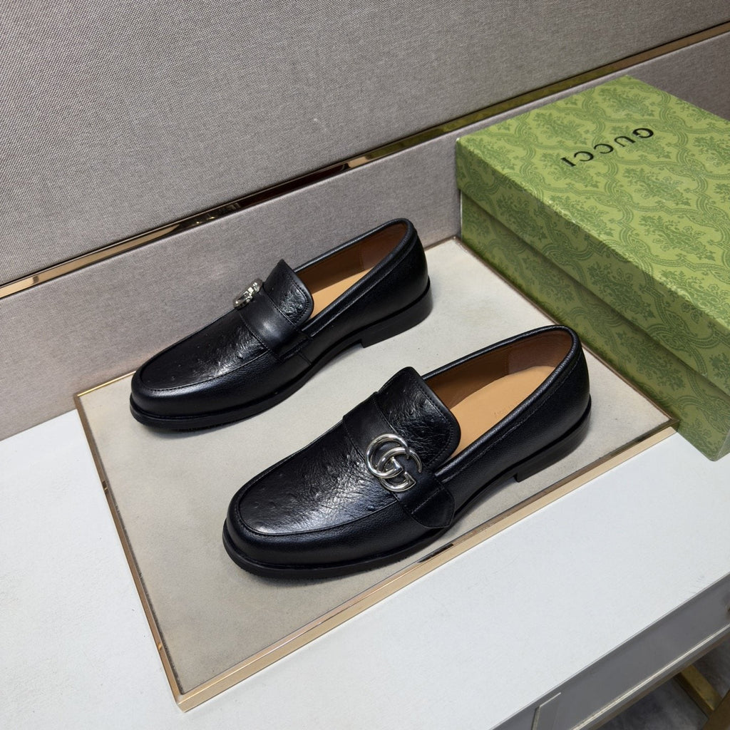 Gucci Black Metal-Hardware Loafers — front