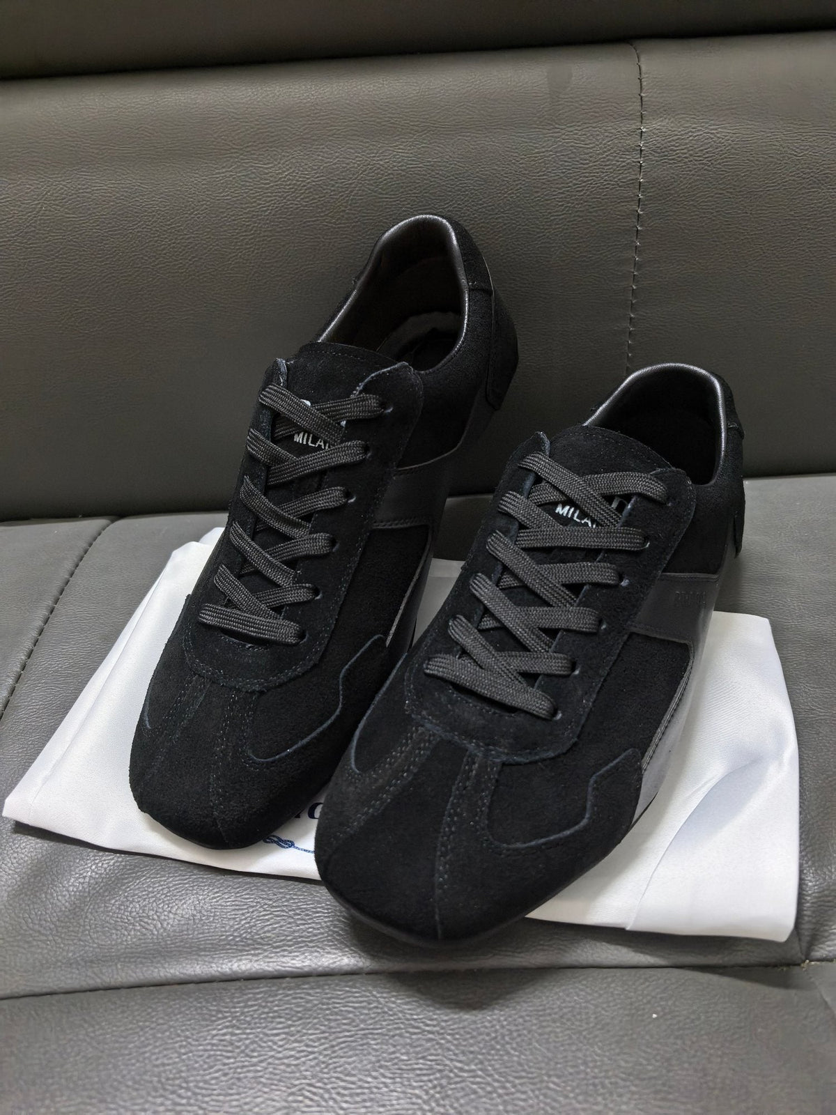 Prada Black Paneled Low-Top Sneakers — hero