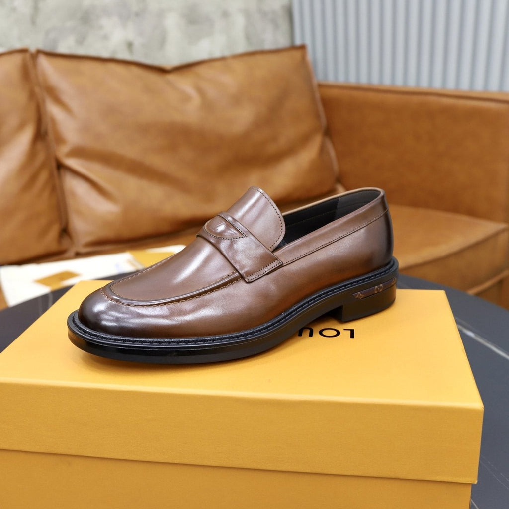 Louis Vuitton Brown Penny Loafers — side