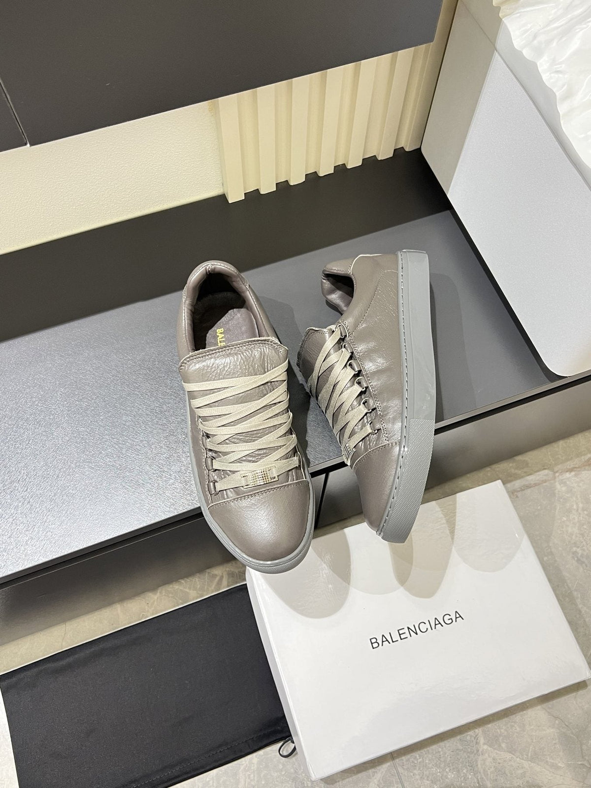 Balenciaga Taupe Gray Low-Top Sneakers — side