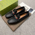 Gucci Black Web Stripe Loafers — hero