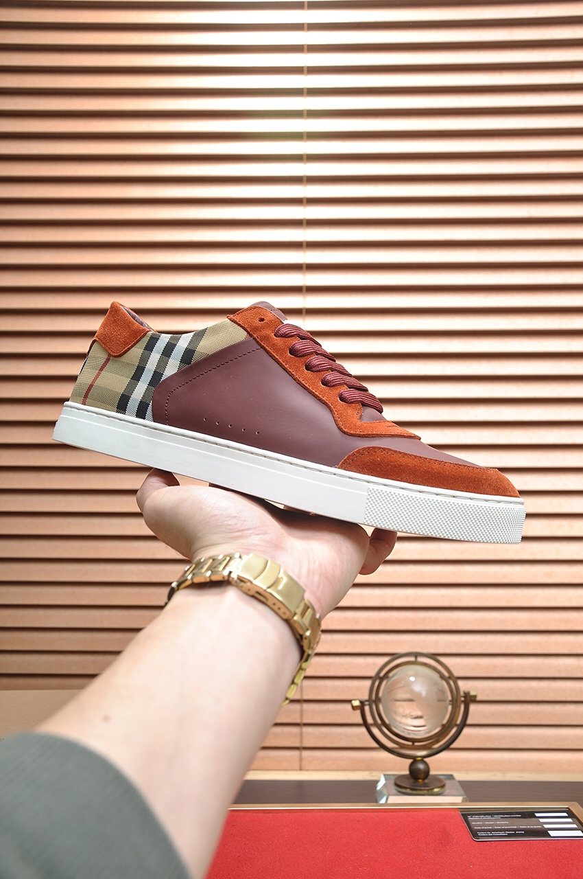 Burberry Check Heel Low-Top Sneakers — side