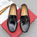 Ferragamo Black Embossed Slip-On Loafers — hero