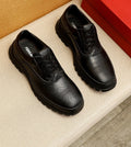 Ferragamo Black Perforated Lace-Up Shoes — hero
