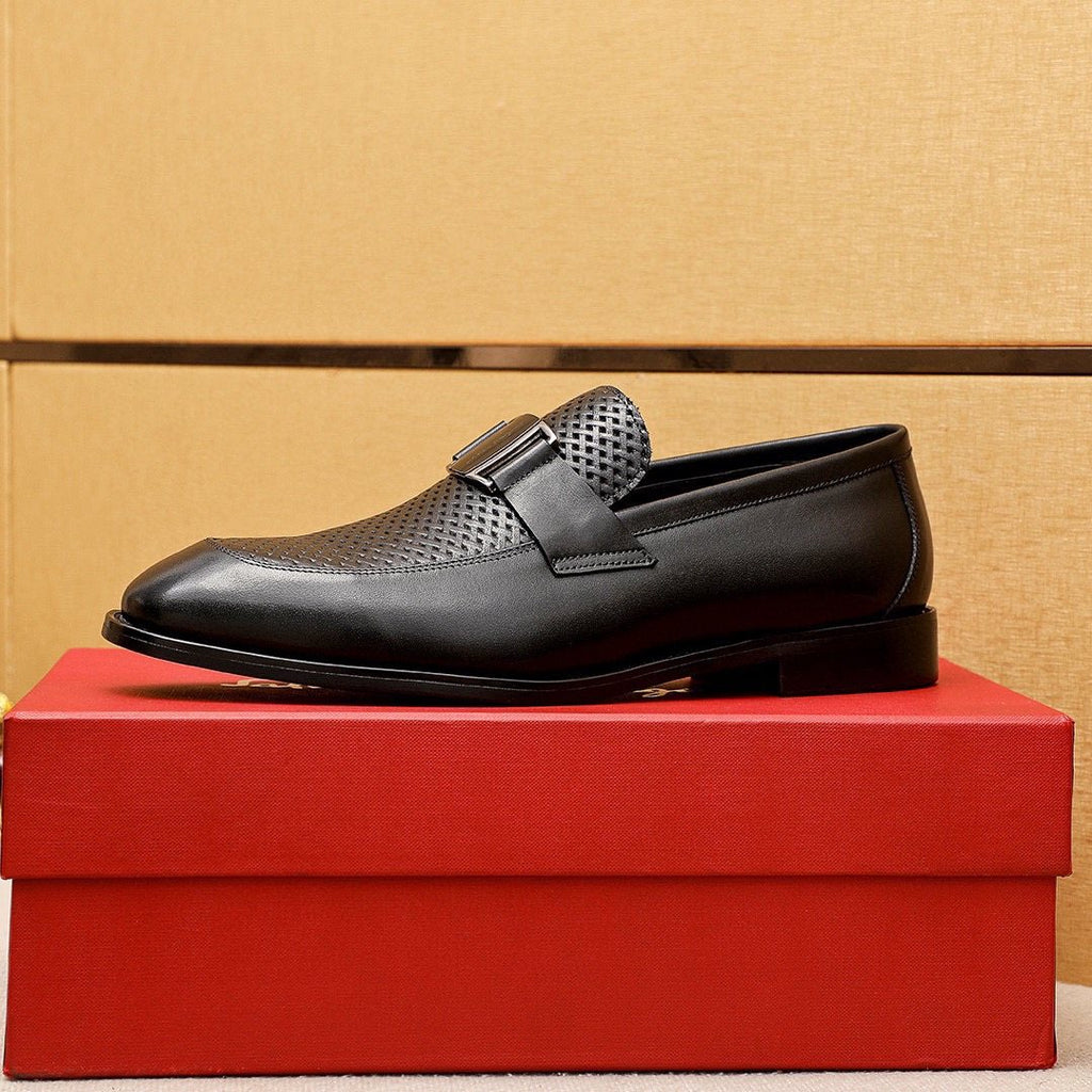 Ferragamo Black Buckle Loafers — side