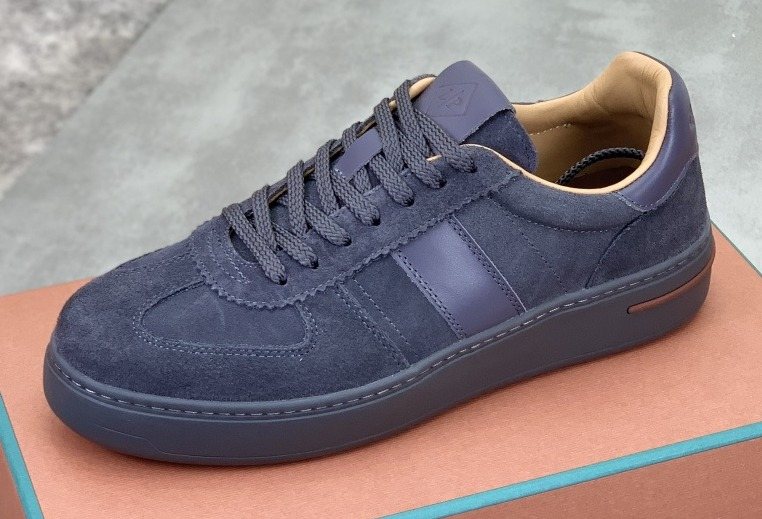 微商相册测试鞋子-Loro Piana Navy Panel Low-Top Sneakers — hero