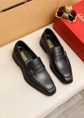 Ferragamo Black Buckle Loafers — hero