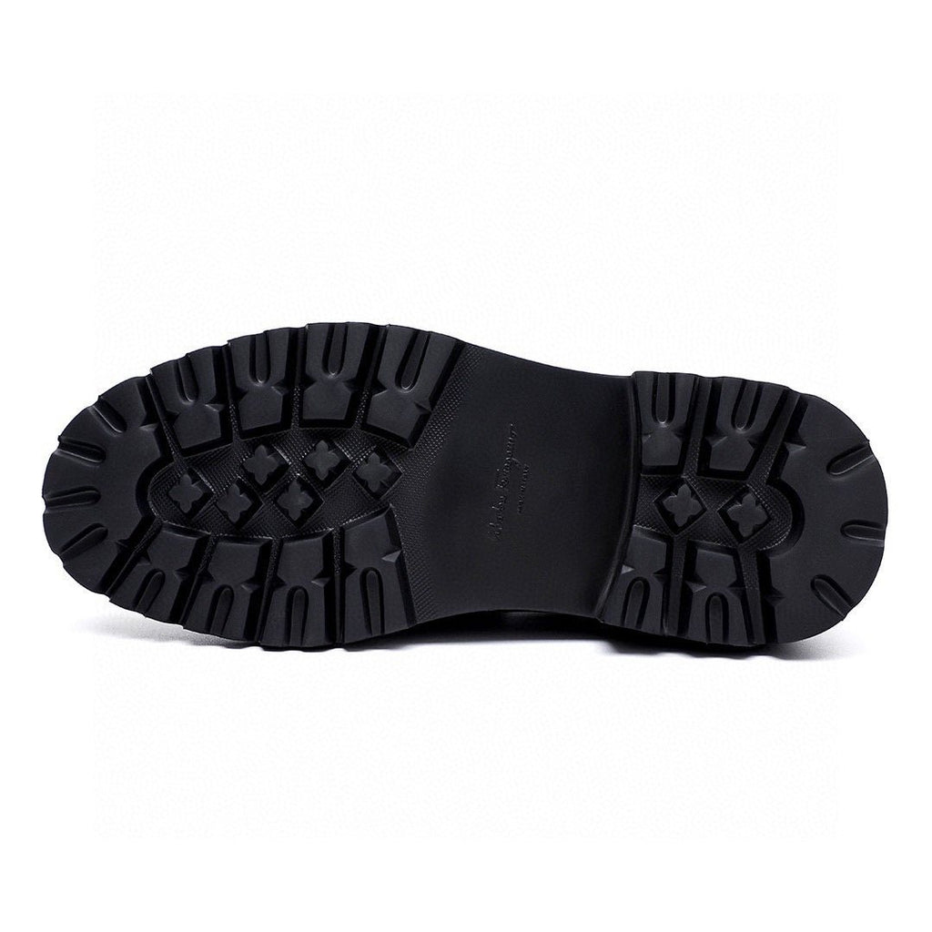 微商相册测试鞋子-Salvatore Ferragamo Dark Brown Textured Leather Loafers — detail