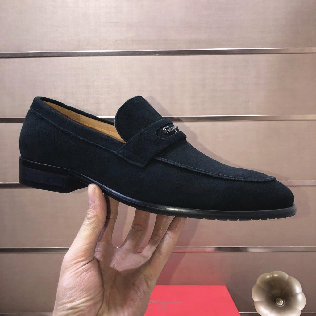 Ferragamo Black Slip-On Loafers — side