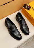 微商相册测试鞋子-Louis Vuitton Black Embossed Buckle Slip-On Shoes — hero