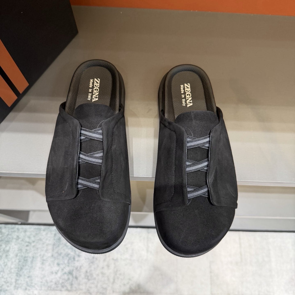 Zegna Layered Vamp Slide Sandals — front