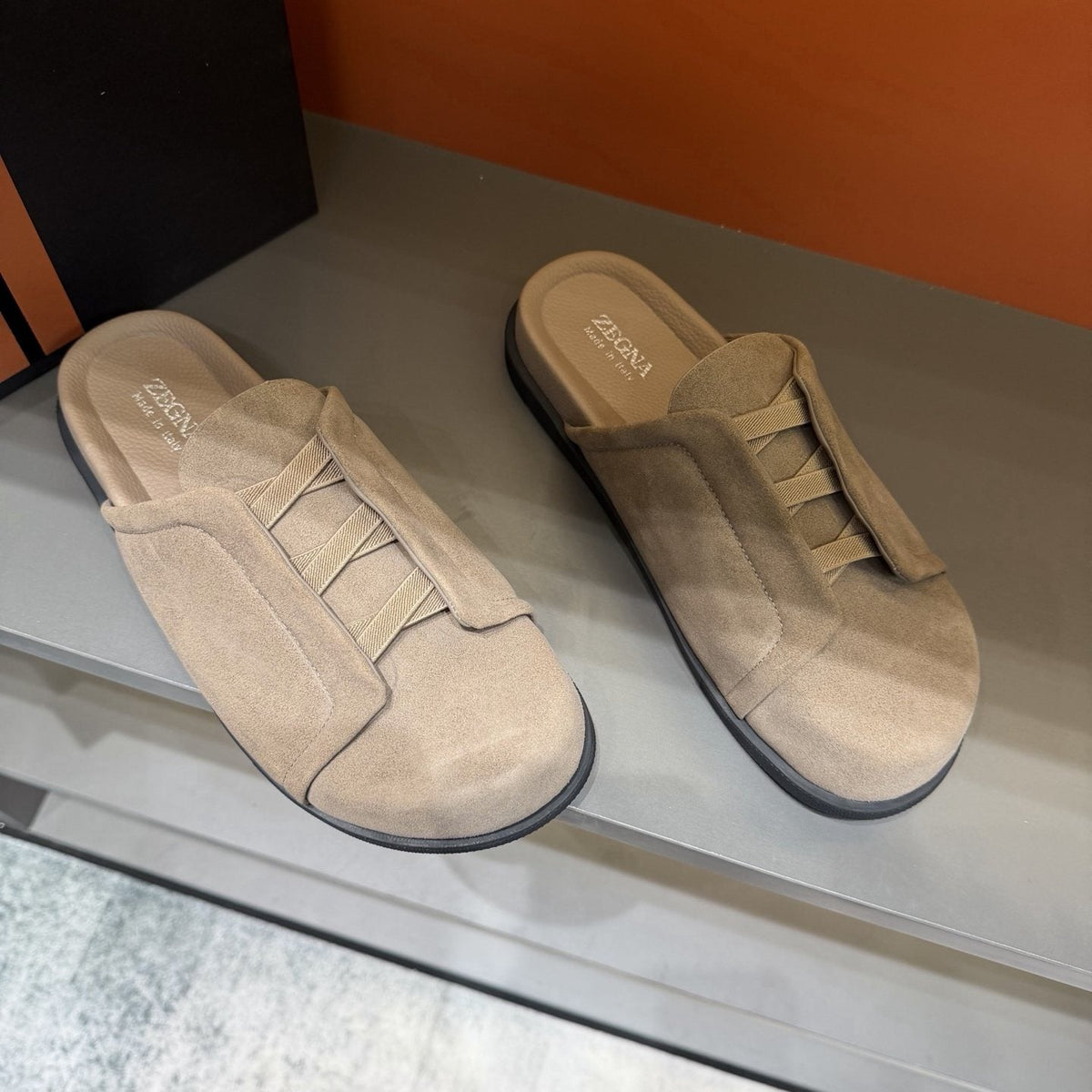 Zegna Layered Vamp Slide Sandals — front
