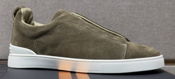 Zegna Black Textured Slip-On Sneakers — front