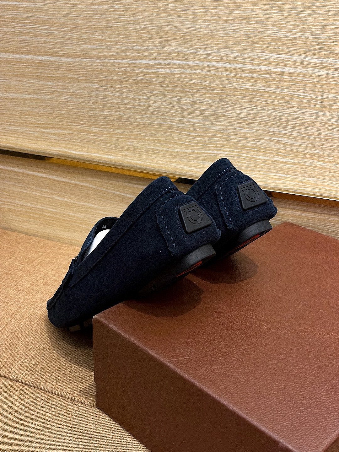Ferragamo Taupe Bit Loafers — back