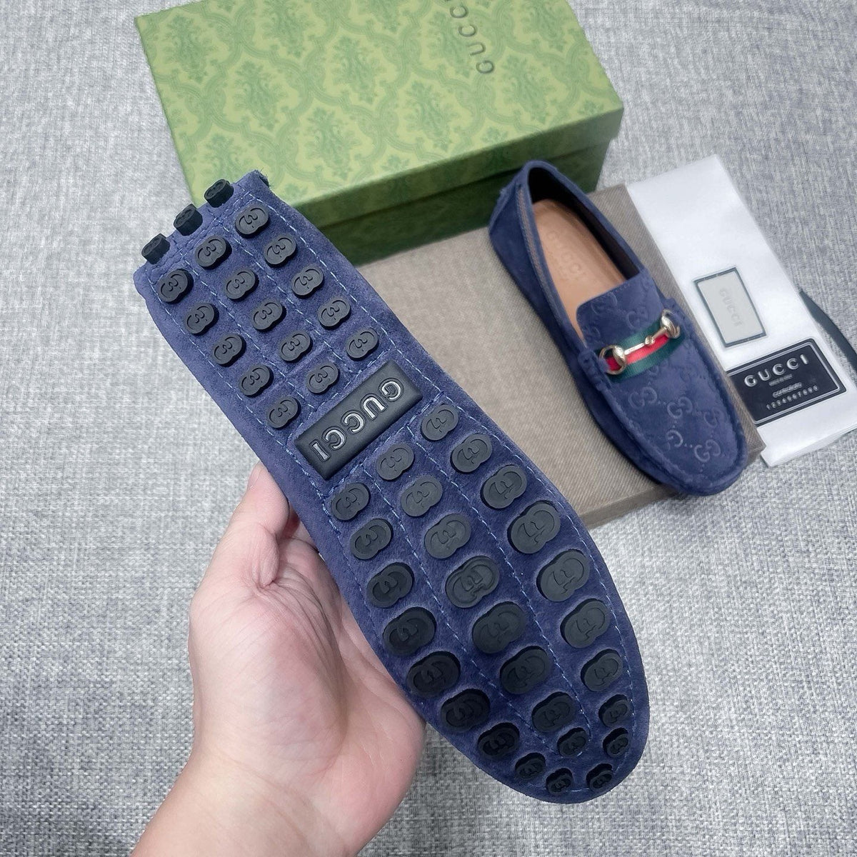 Gucci GG-Pattern Horsebit-Style Loafers — detail