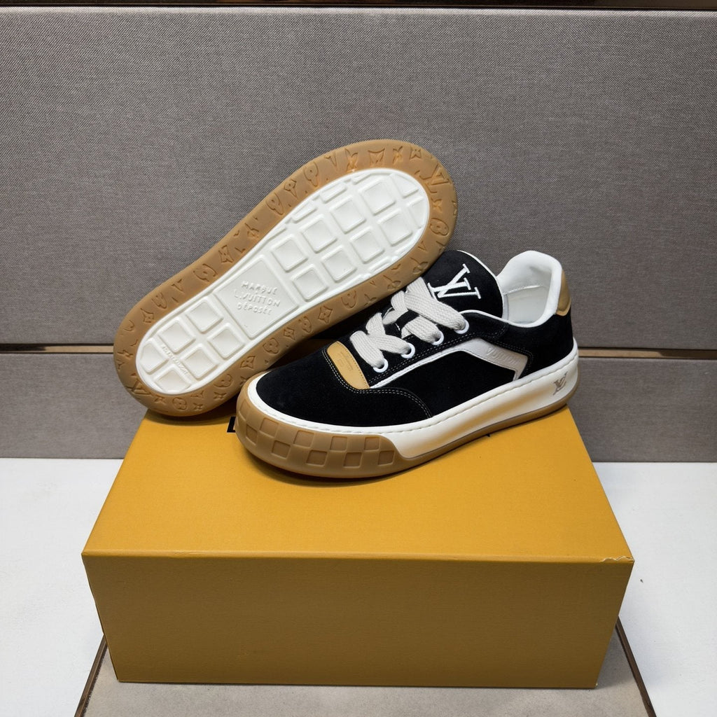 Louis Vuitton Black & White Low-Top Sneakers — front