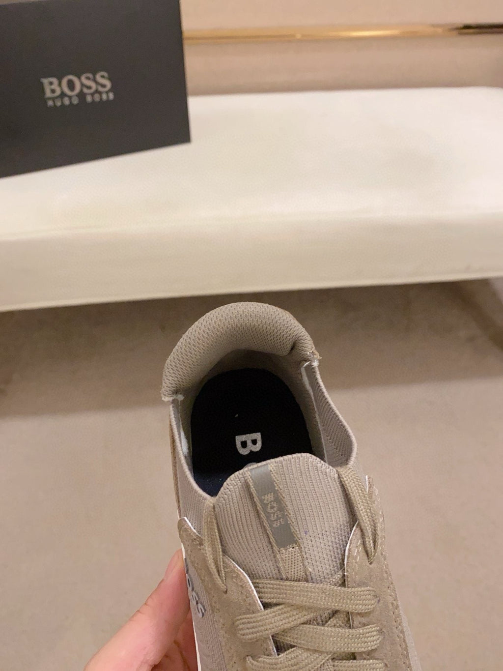 BOSS Knit Lace-Up Sneakers — front