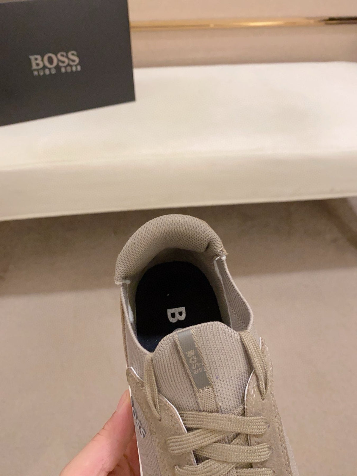BOSS Knit Lace-Up Sneakers — front