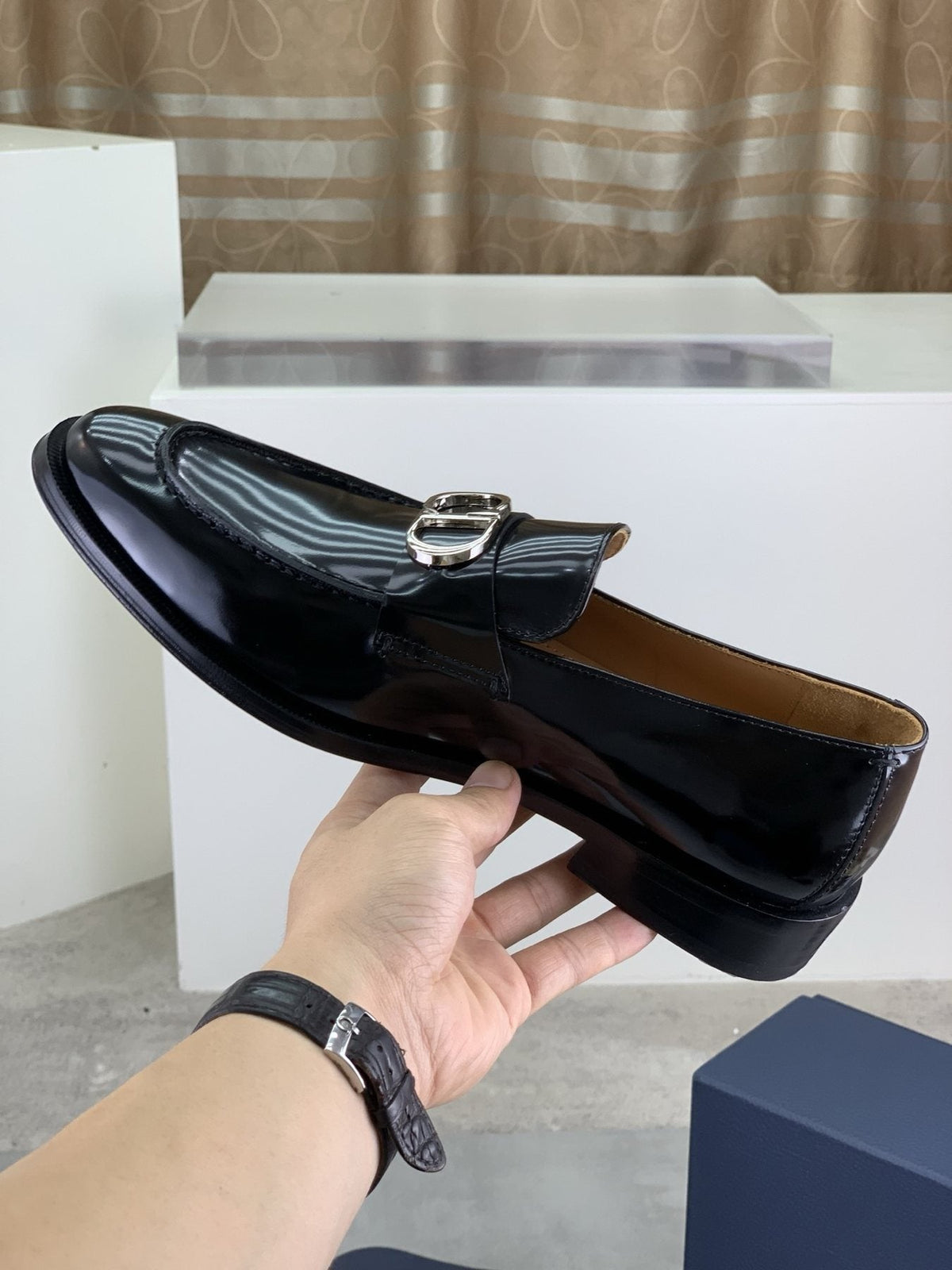 Dior Black Buckle Loafers — model