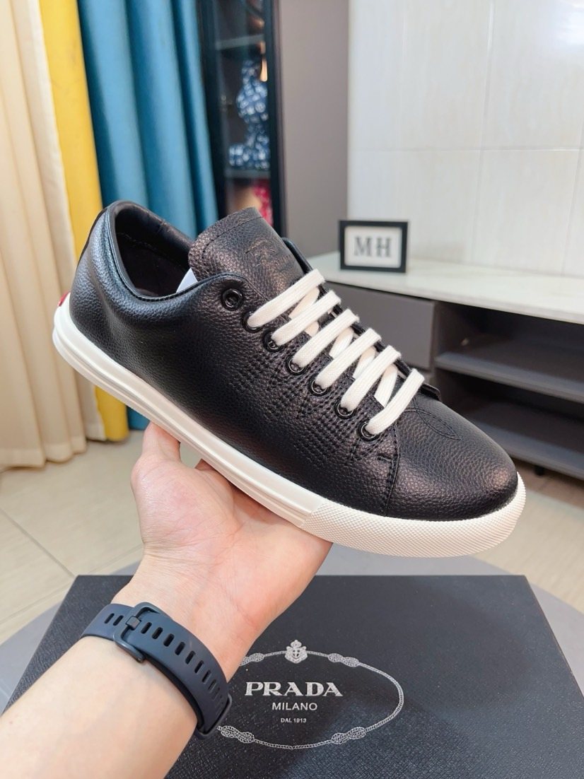 Prada Textured Low-Top Sneakers — side