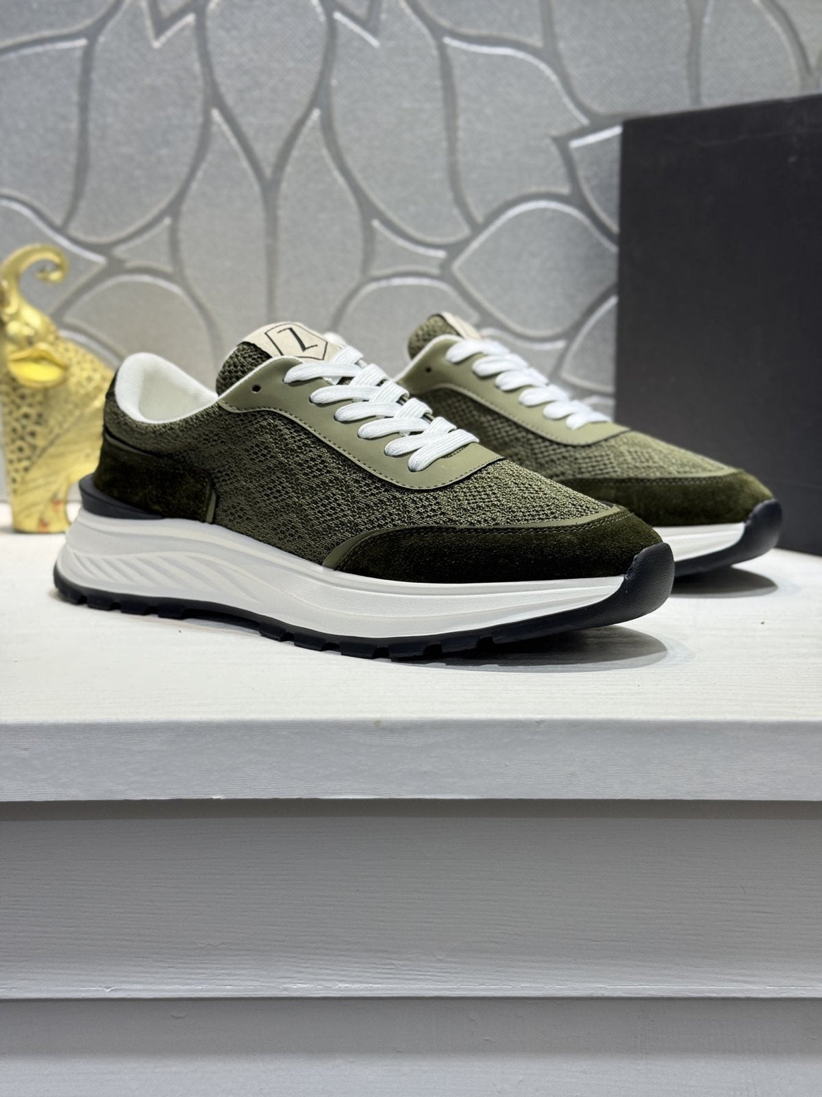 Zegna Knit Lace-Up Sneakers — front