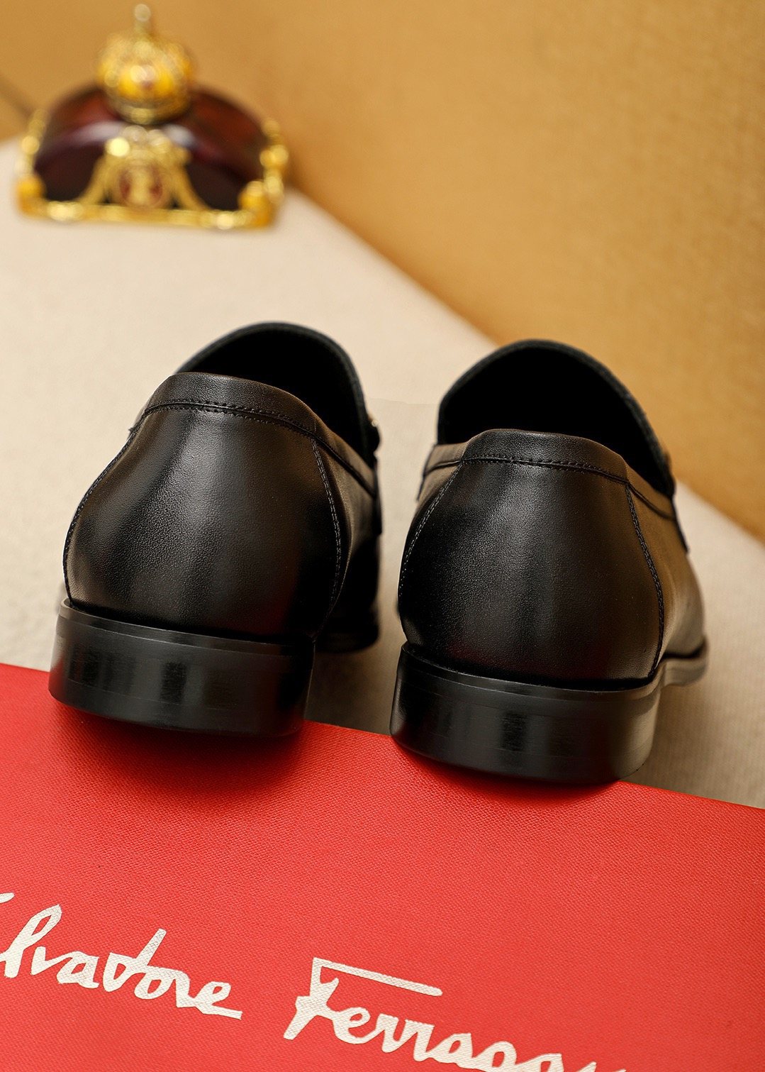 Ferragamo Silver-Tone Ornament Loafers — back