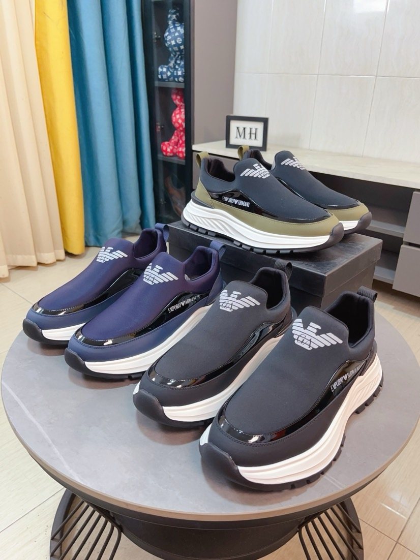Armani Color-Block Slip-On Sneakers — front