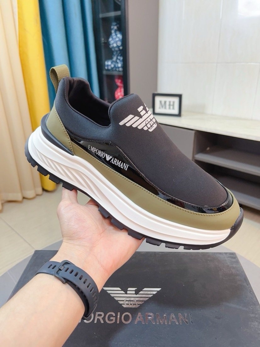 Armani Color-Block Slip-On Sneakers — front