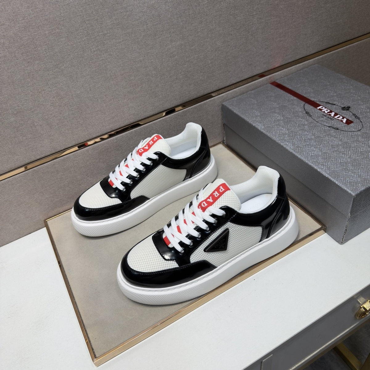 Prada Mesh Panel Low-Top Sneakers — side