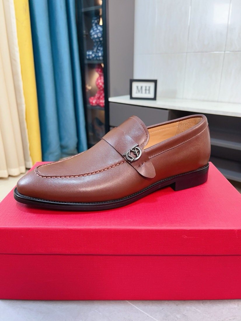 Ferragamo Metal-Accent Moc-Toe Loafers — front