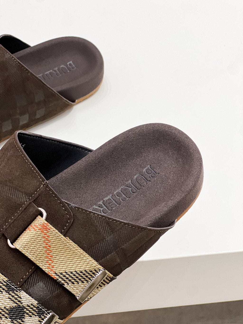 Burberry Check Buckle Slide Sandals — back
