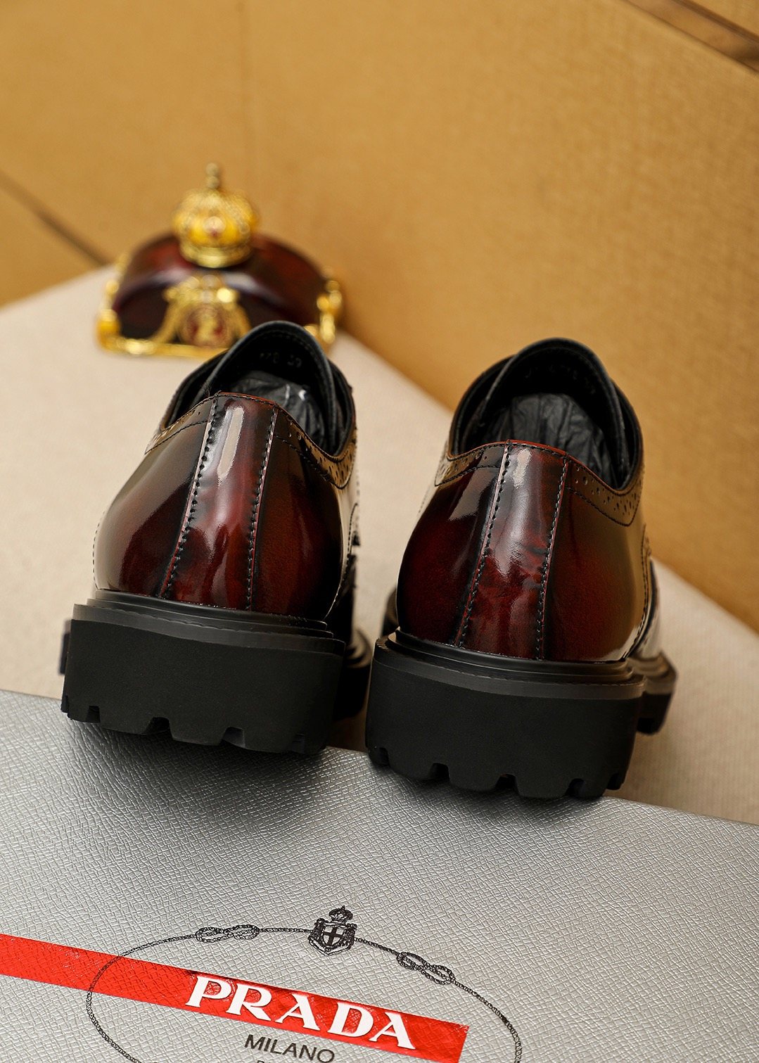 Prada Brogue Lug-Sole Derby Shoes — back