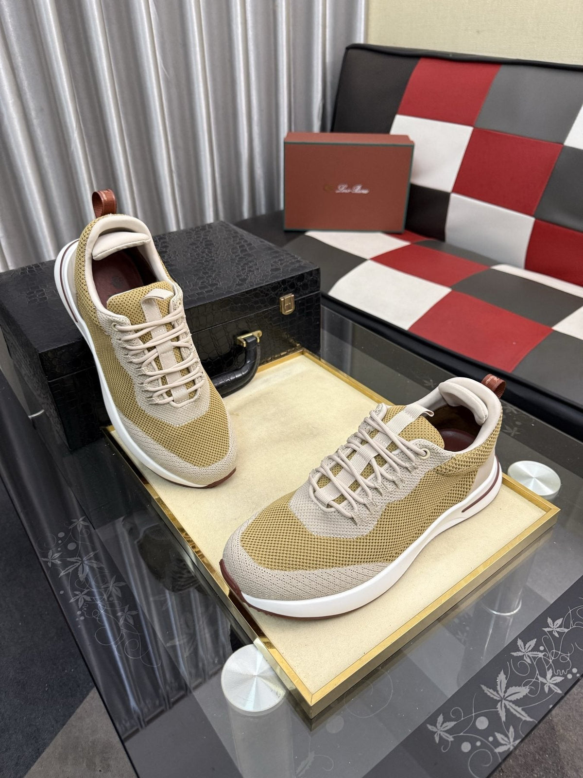 Knit Lace-Up Sneakers — model