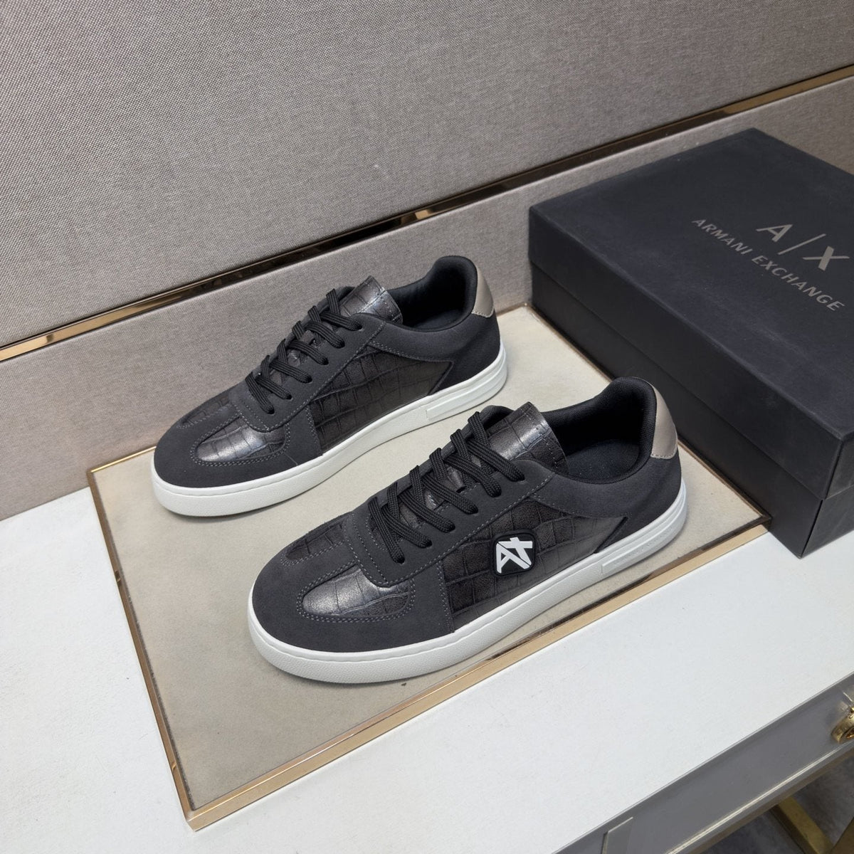 Armani Exchange Paneled Low-Top Sneakers — hero