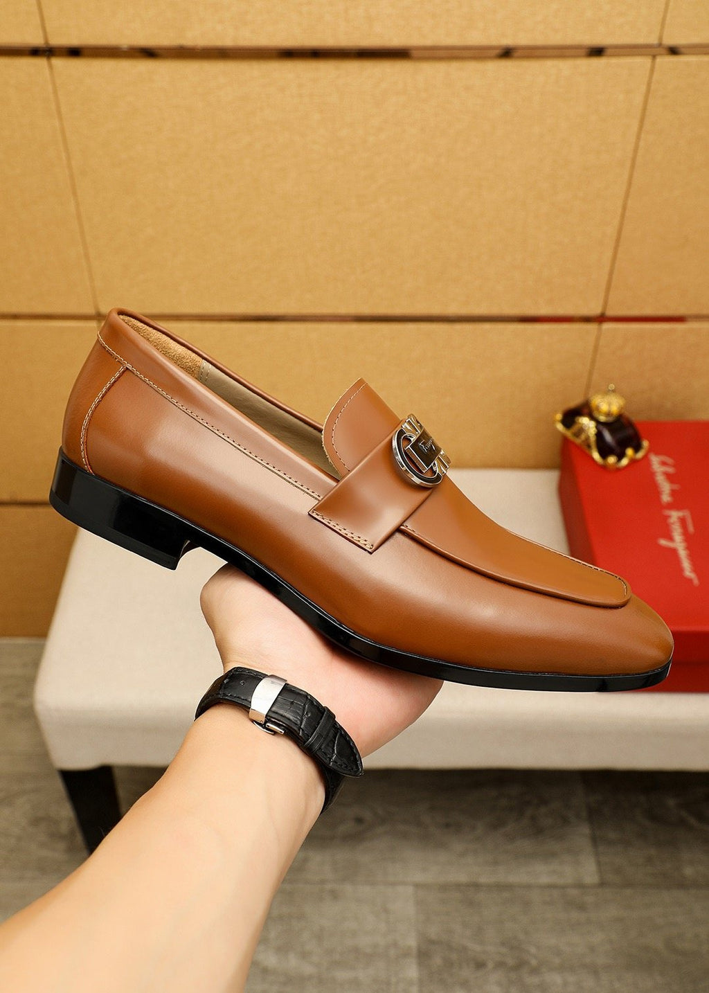Salvatore Ferragamo Buckle Slip-On Loafers — side