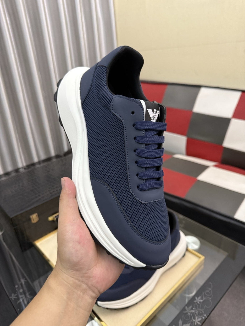 Armani Textured Low-Top Sneakers — side